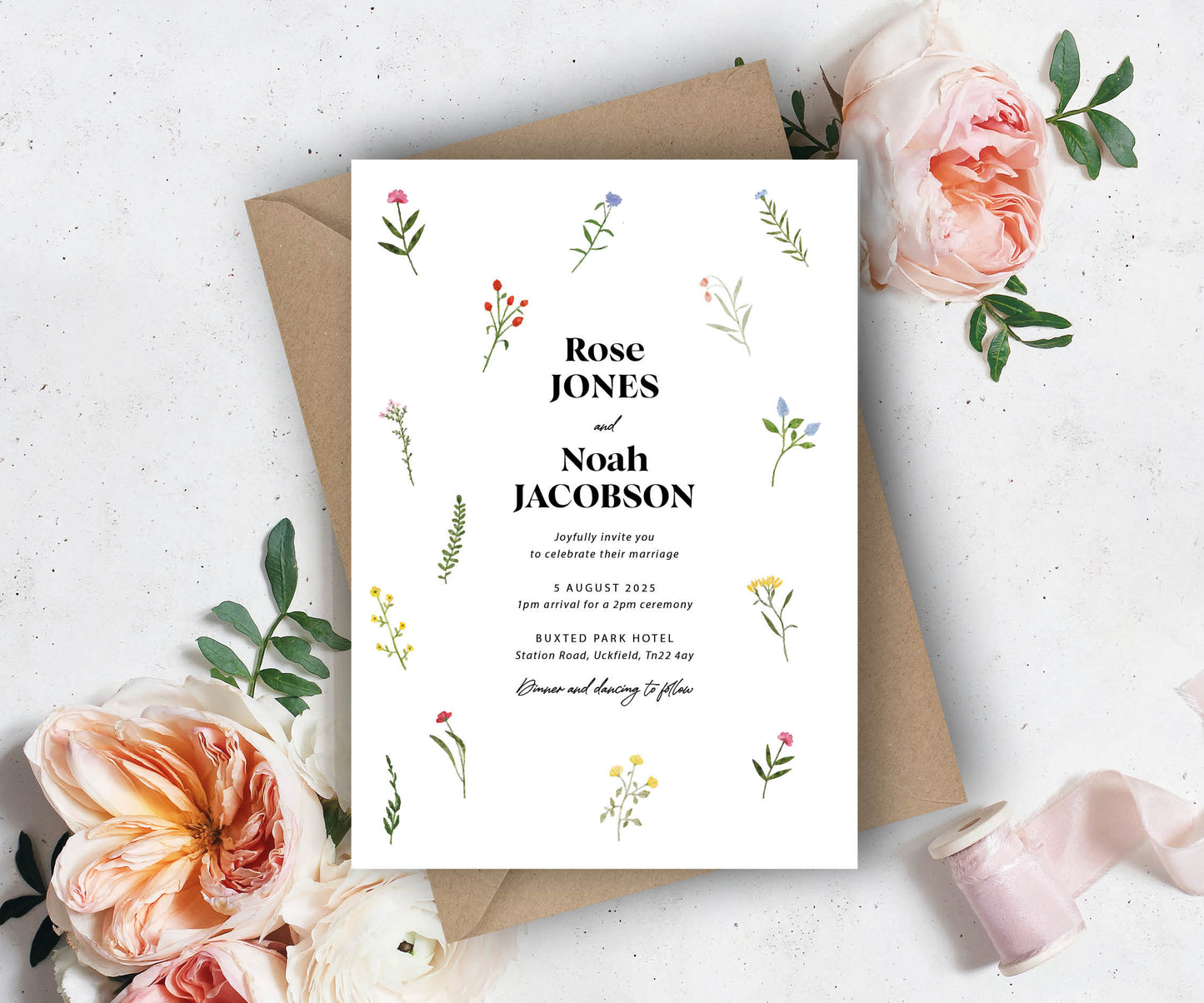 Rose Wedding Invitation Set