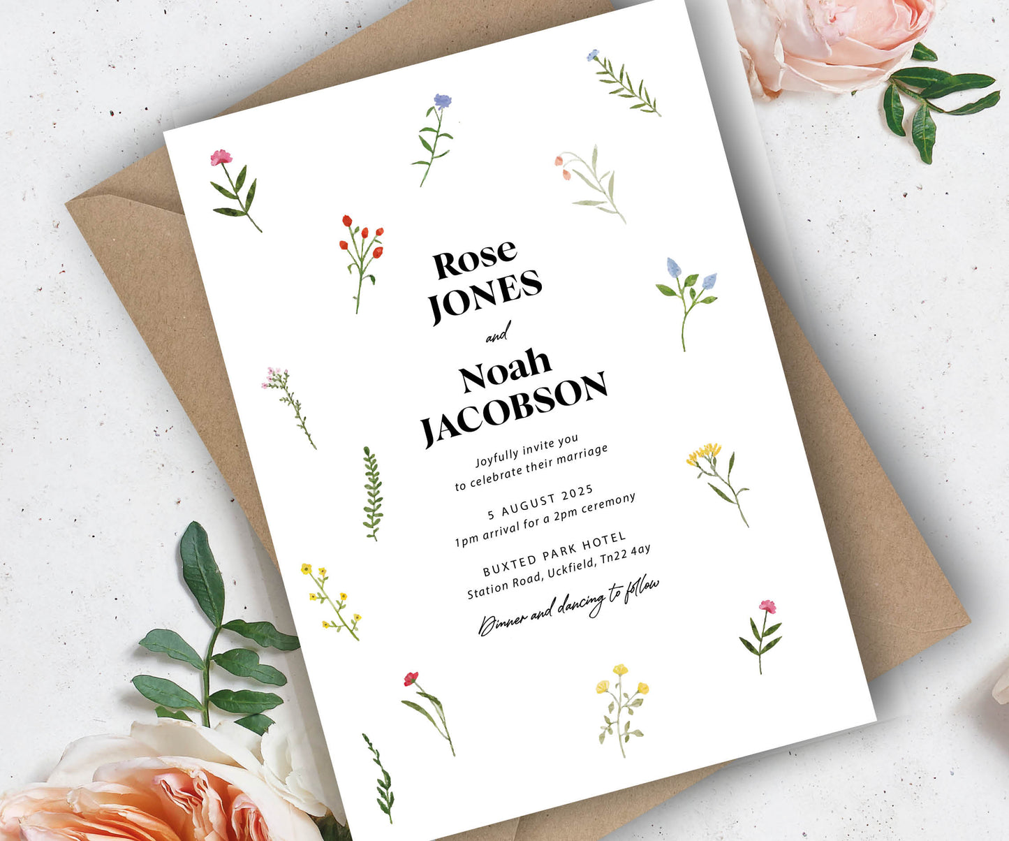 Rose Wedding Invitation Set