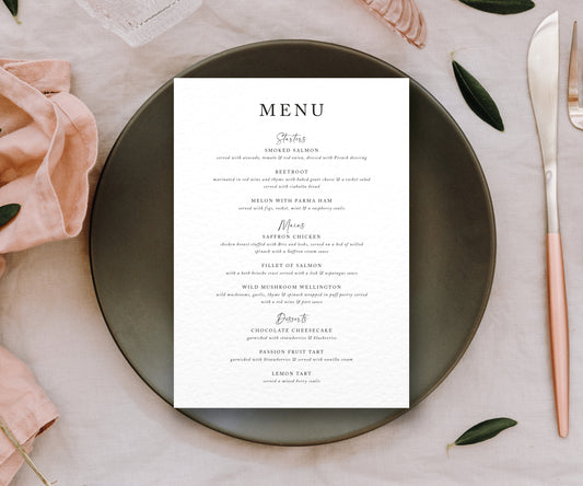Bella Dinner Menus