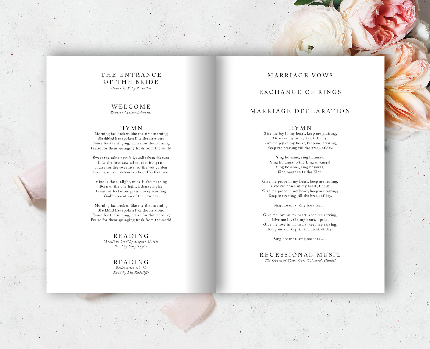 Bella Order of Service