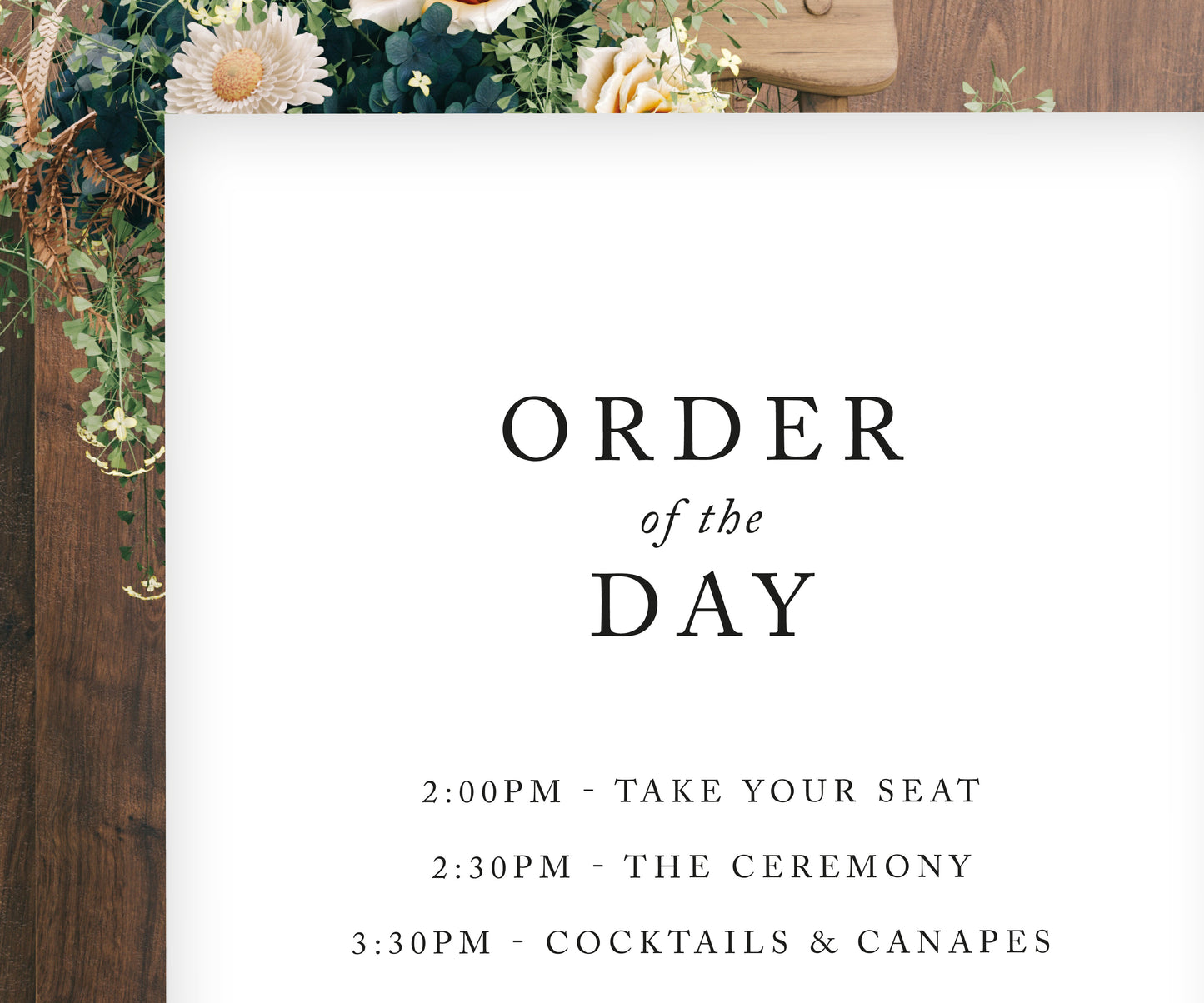 Bella Order of the Day Sign