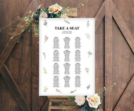 Rose Wildflower Seating Plan